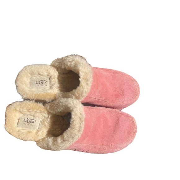 UGG Australia Kalie Suede Shearling Wood Clogs Mules Pink Women's Size 10 - Picture 4 of 8